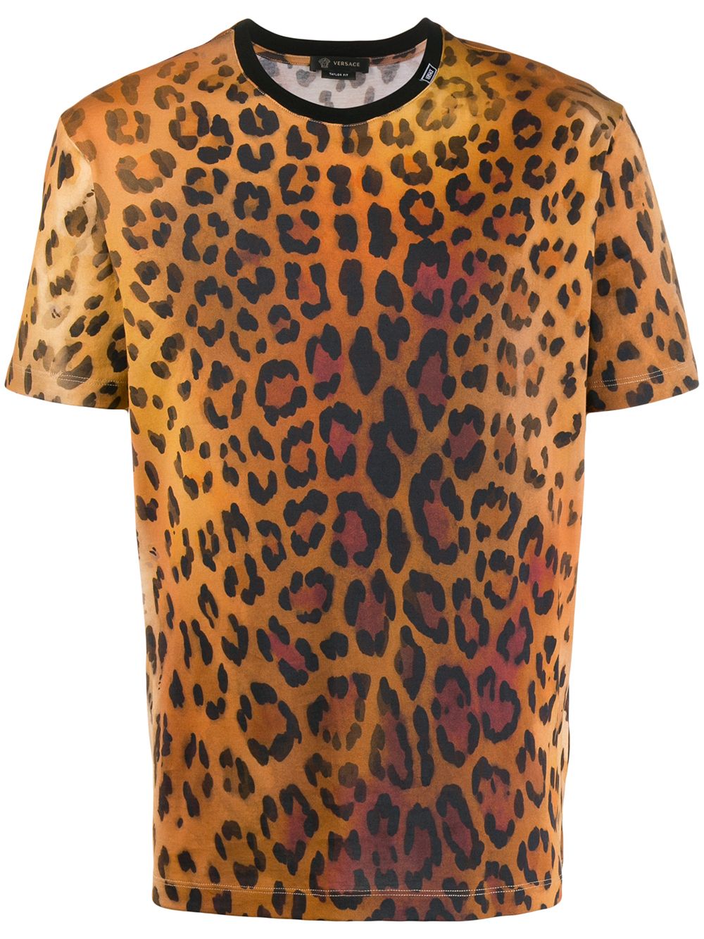 Versace Leopard Print T-shirt In Brown