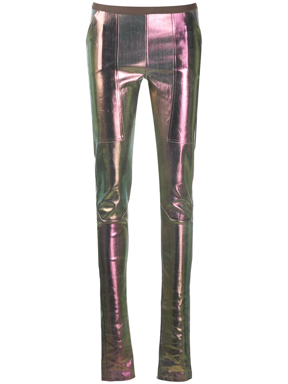 RICK OWENS METALLIC HIGH WAISTED LEGGINGS