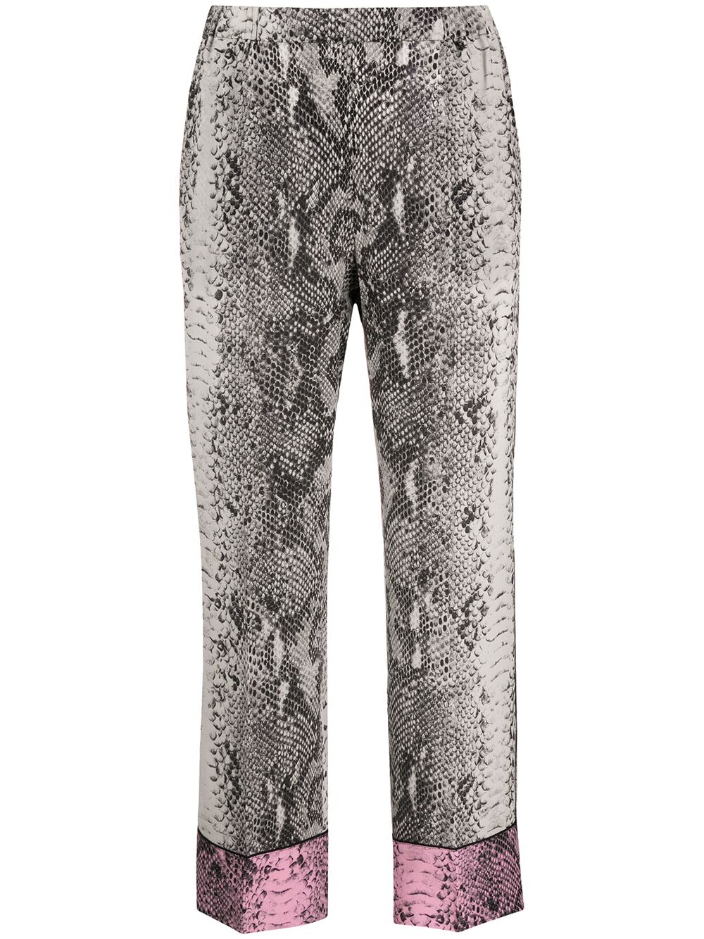 Shop N°21 Snakeskin Effect Cropped Trousers In Grey