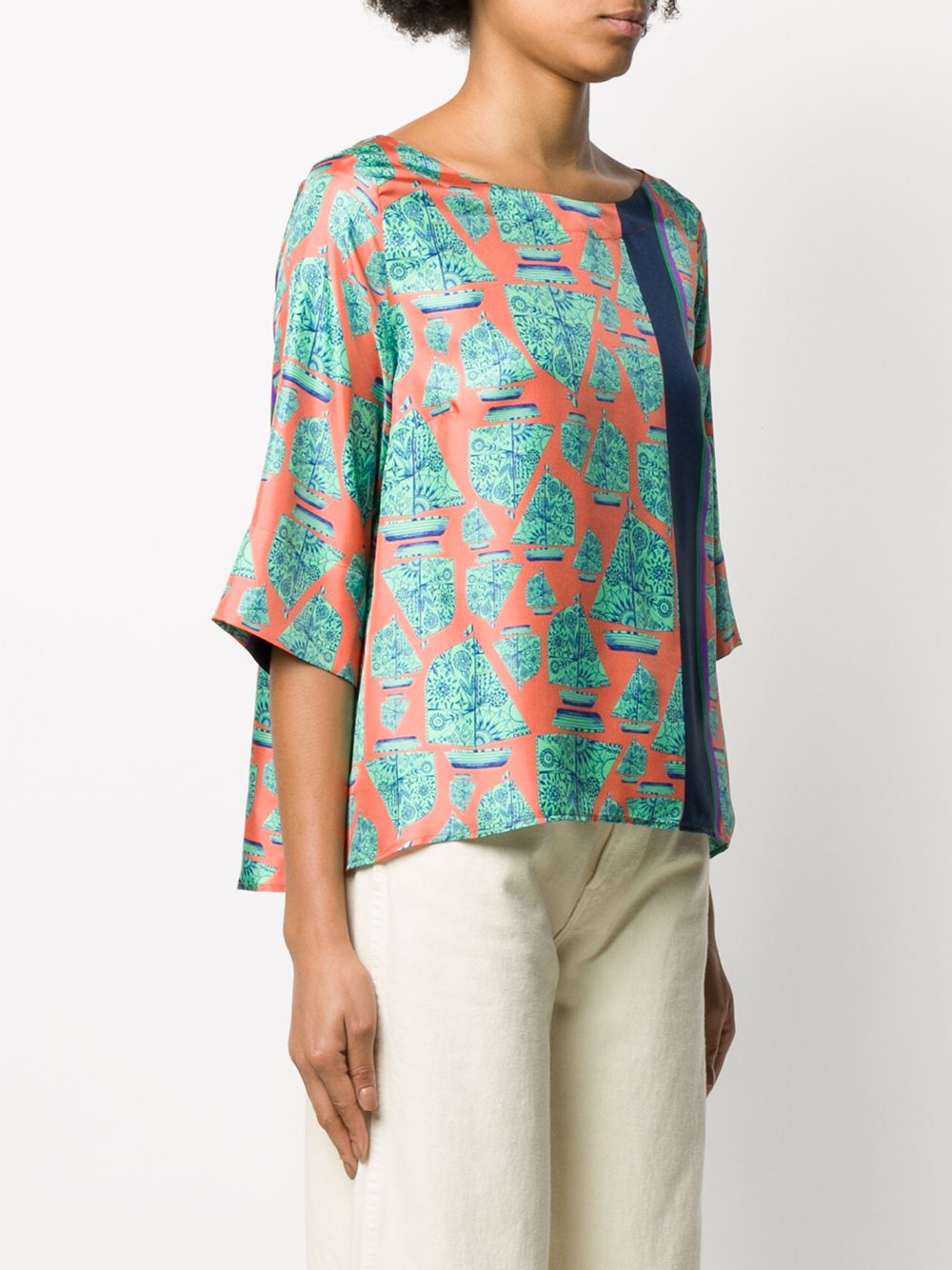 фото Odeeh graphic print silk blouse