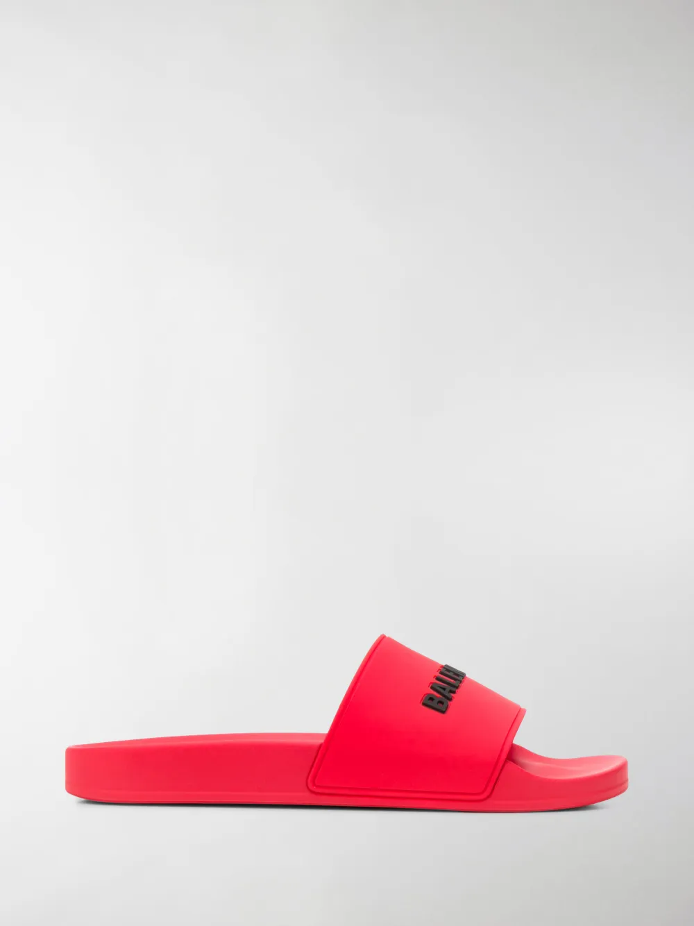 Balenciaga Men's Logo Rubber Pool Slide Sandals In Red