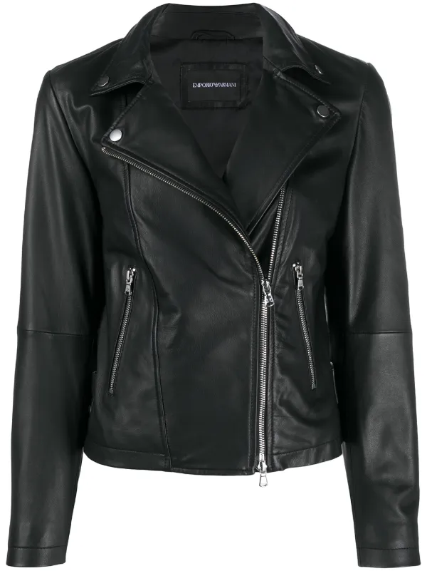 Armani leather on sale biker jacket