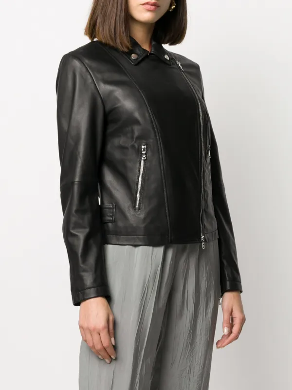 Emporio Armani Zipped Biker Jacket Farfetch