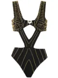 Amir Slama embroidered cut out swimsuit - Black