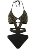 Amir Slama embroidered cut out swimsuit - Black