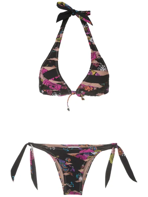 Amir Slama Triangel-Bikini mit Print