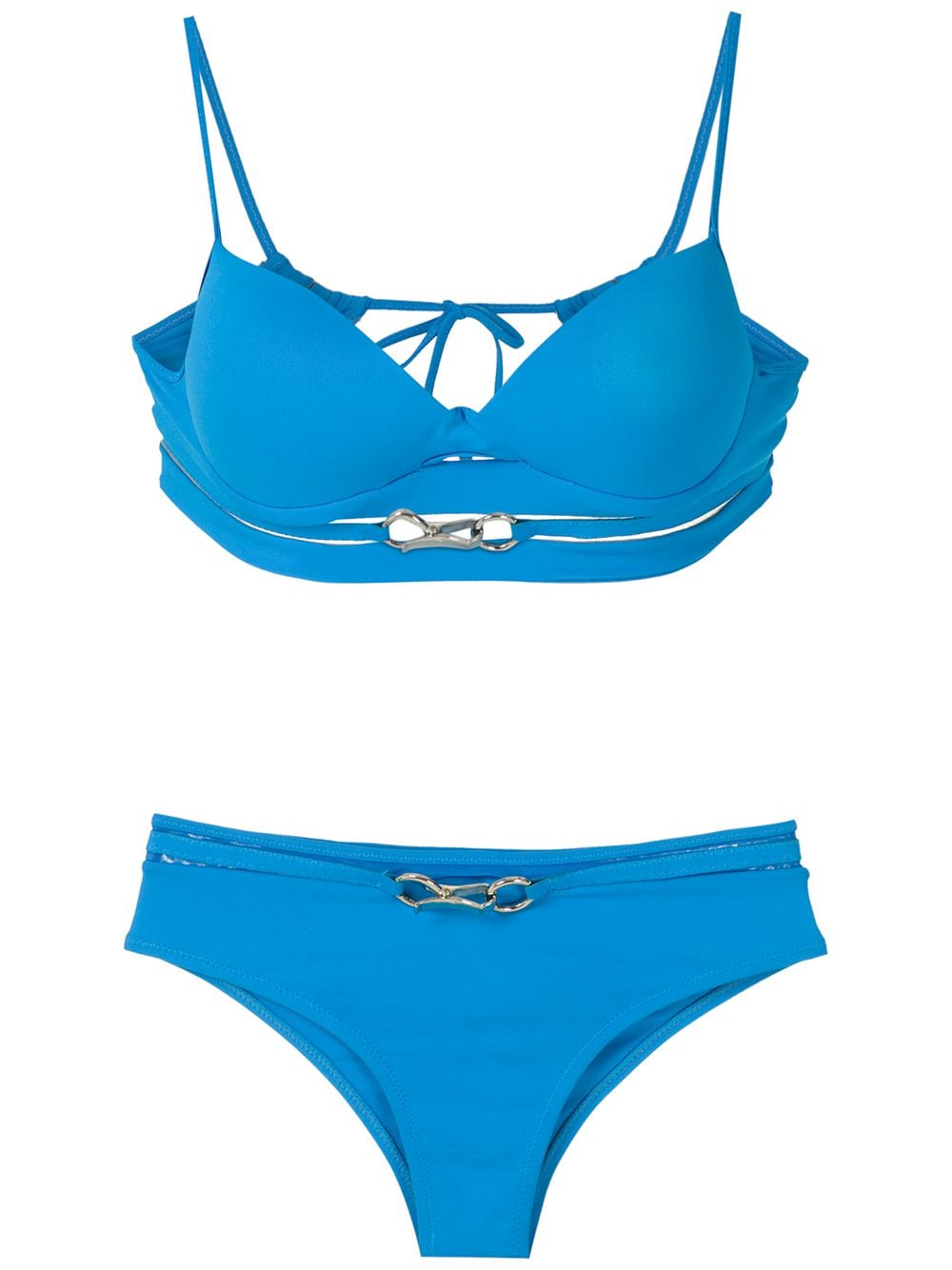 Shop Amir Slama Metallic Embellishments Bikini Set In Blue