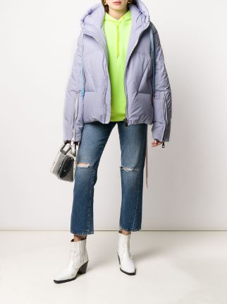 panelled hooded puffer jacket展示图