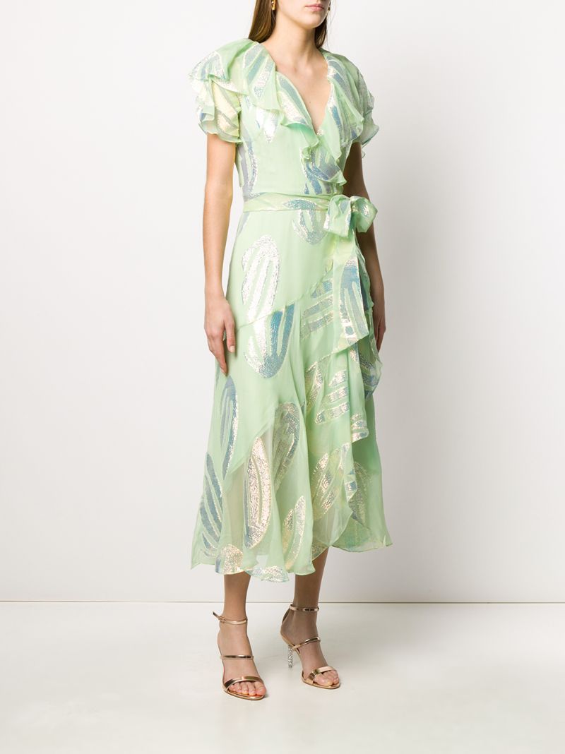 Shop Temperley London Clarisse Ruffle Dress In Green