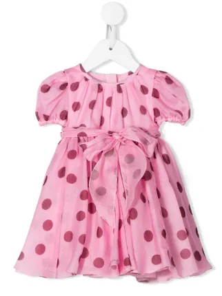 Dolce & Gabbana Kids Polka Dot Print Mini Dress | Pink | FARFETCH