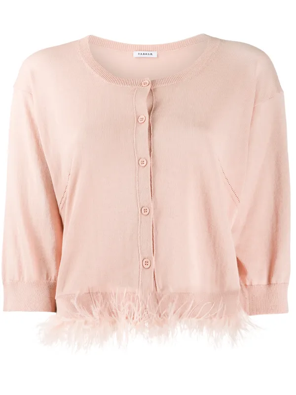 feather trim cardigan