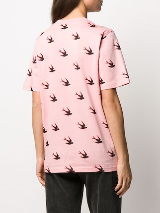 swallow-print crew-neck T-shirt展示图