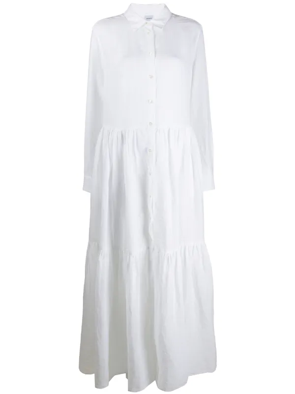 white tiered shirt dress