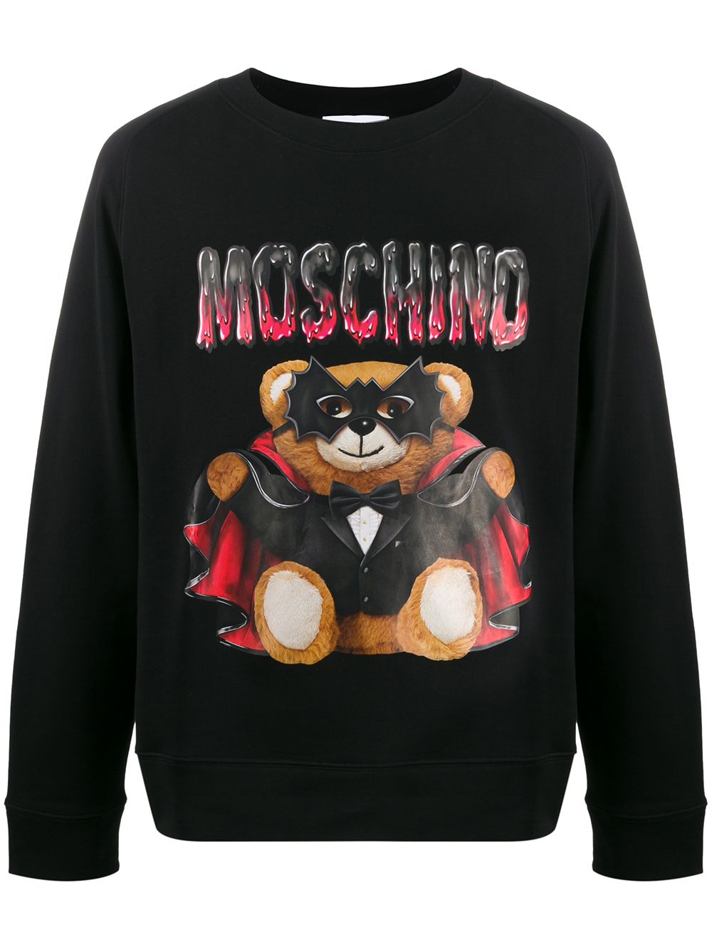 Shop Moschino Bat Teddy Bear Print Sweatshirt In Black