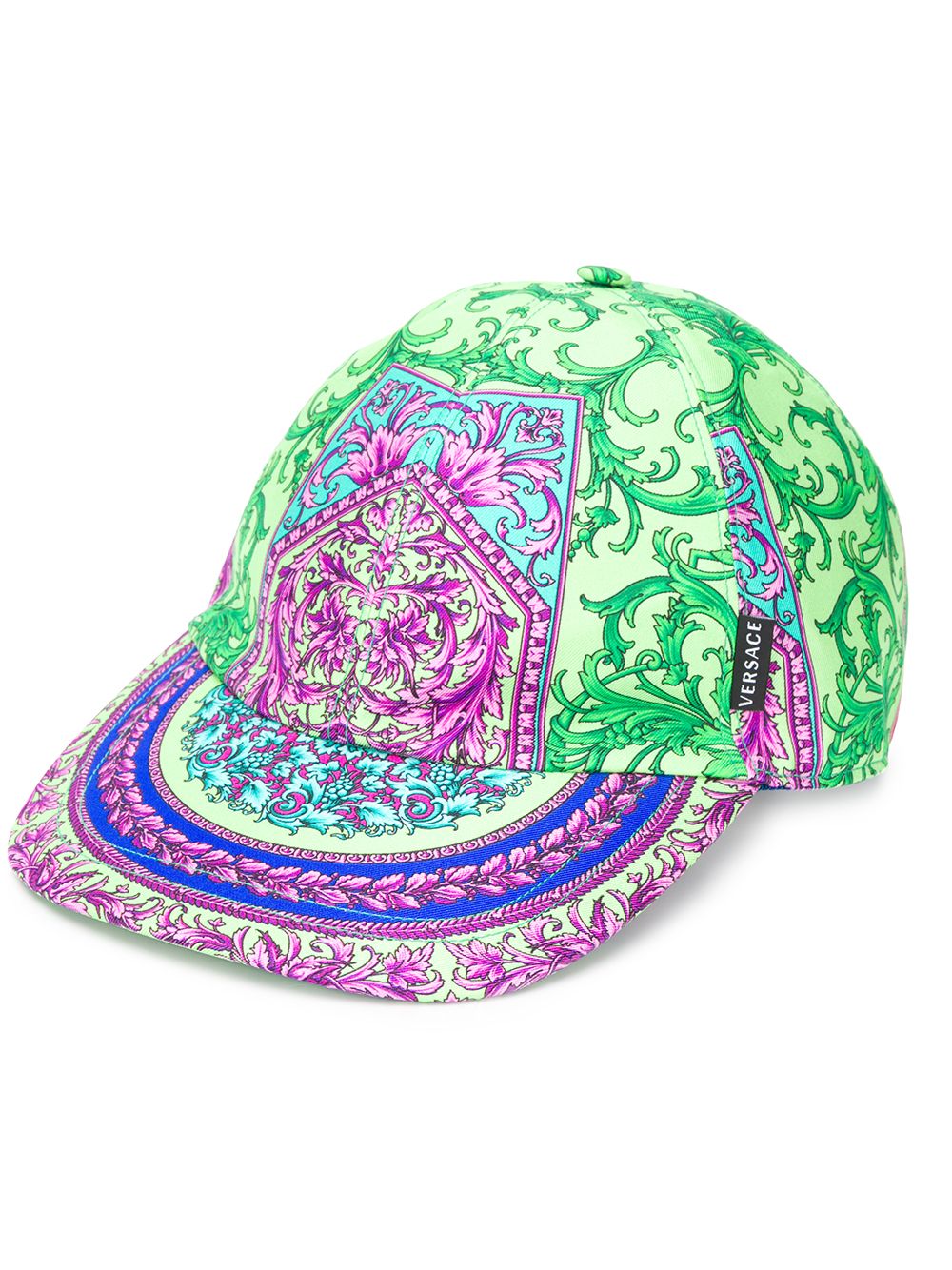 Versace Baroque Print Baseball Cap In Green