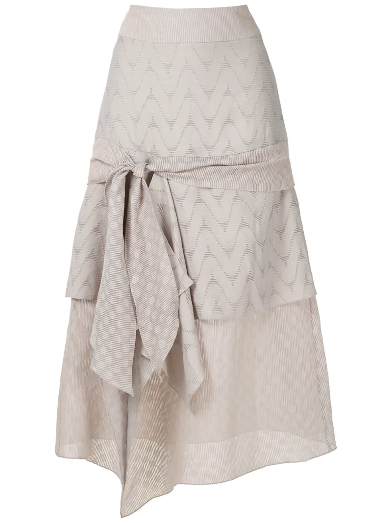 Framed Midicircle Ruffle Skirt In Grey