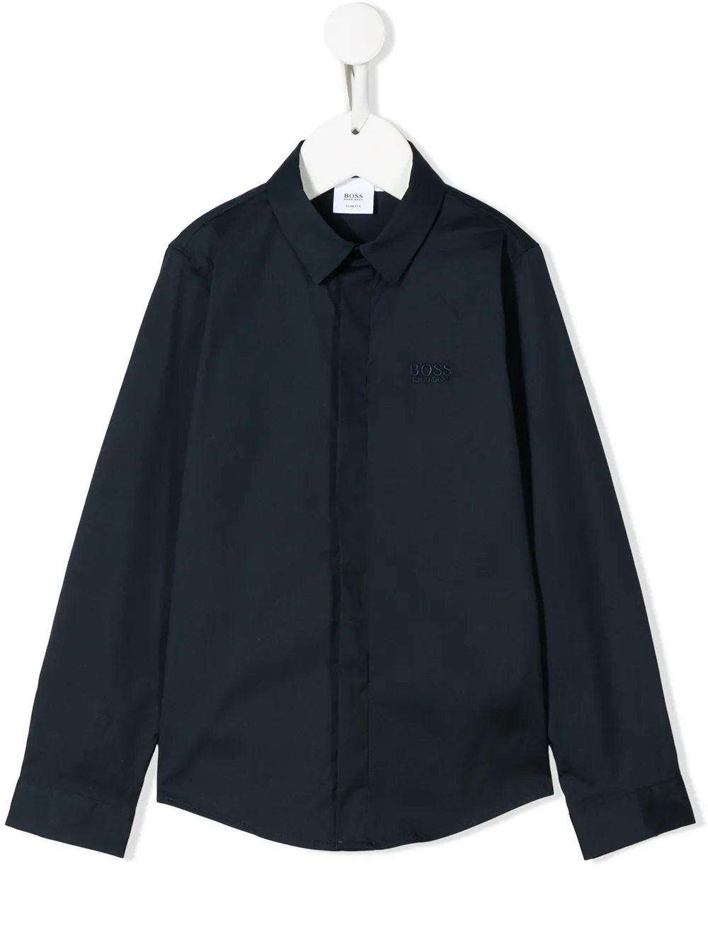 Hugo Boss Kids' Embroidered Logo Shirt In Blue