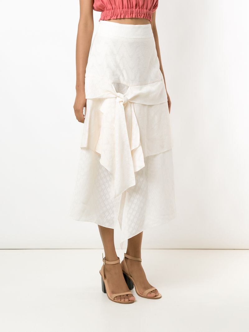 Shop Framed Midicircle Layered Skirt In White