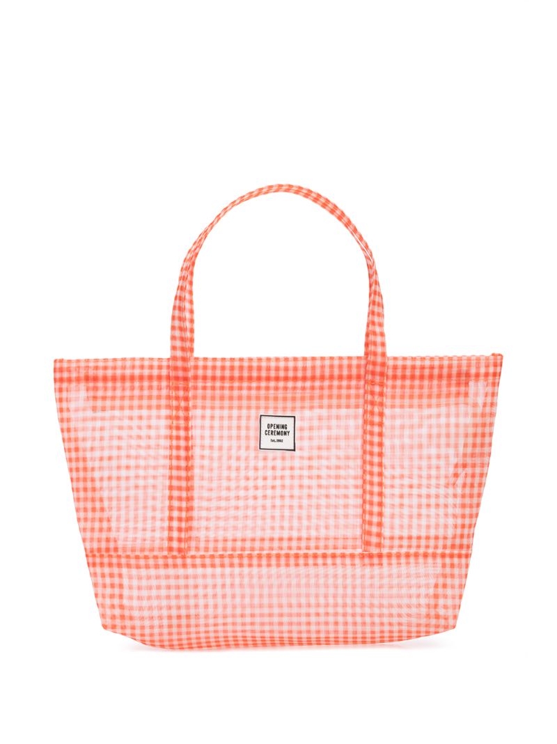 Shop Opening Ceremony Gingham Small Chinatown Tote Bag In Orange