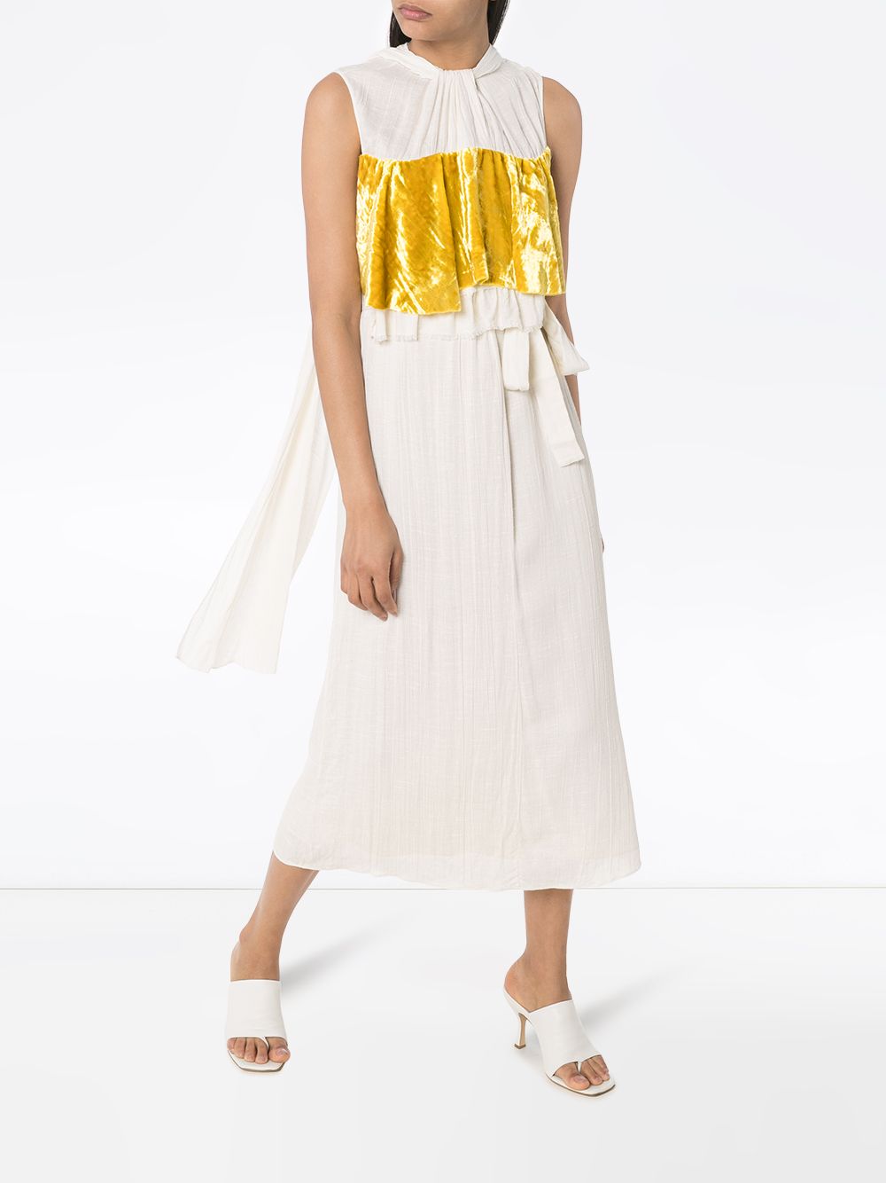 фото Prada платье с оборками и бархатными вставками