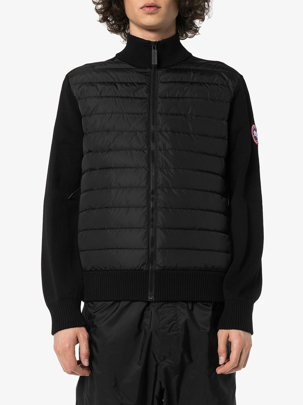 Shop Canada Goose Black Hybridge® Knit Quilted Jacket