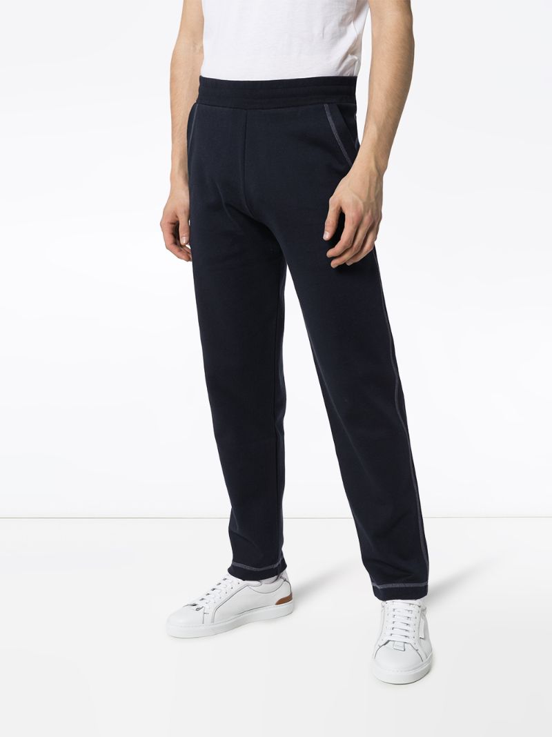 Shop Canali Contrast Stitch Jogging Trousers In Blue