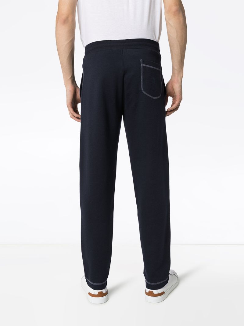 Shop Canali Contrast Stitch Jogging Trousers In Blue