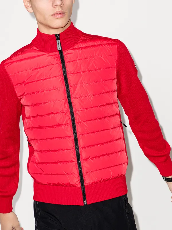 red zip up jumper