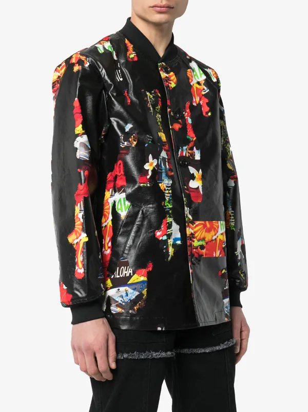 floral print coated bomber jacket 