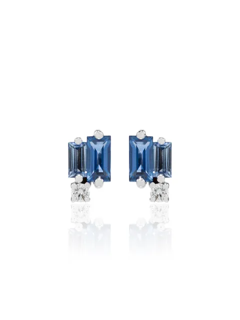 Suzanne Kalan サファイア＆ダイヤモンド ピアス 18Kホワイトゴールド