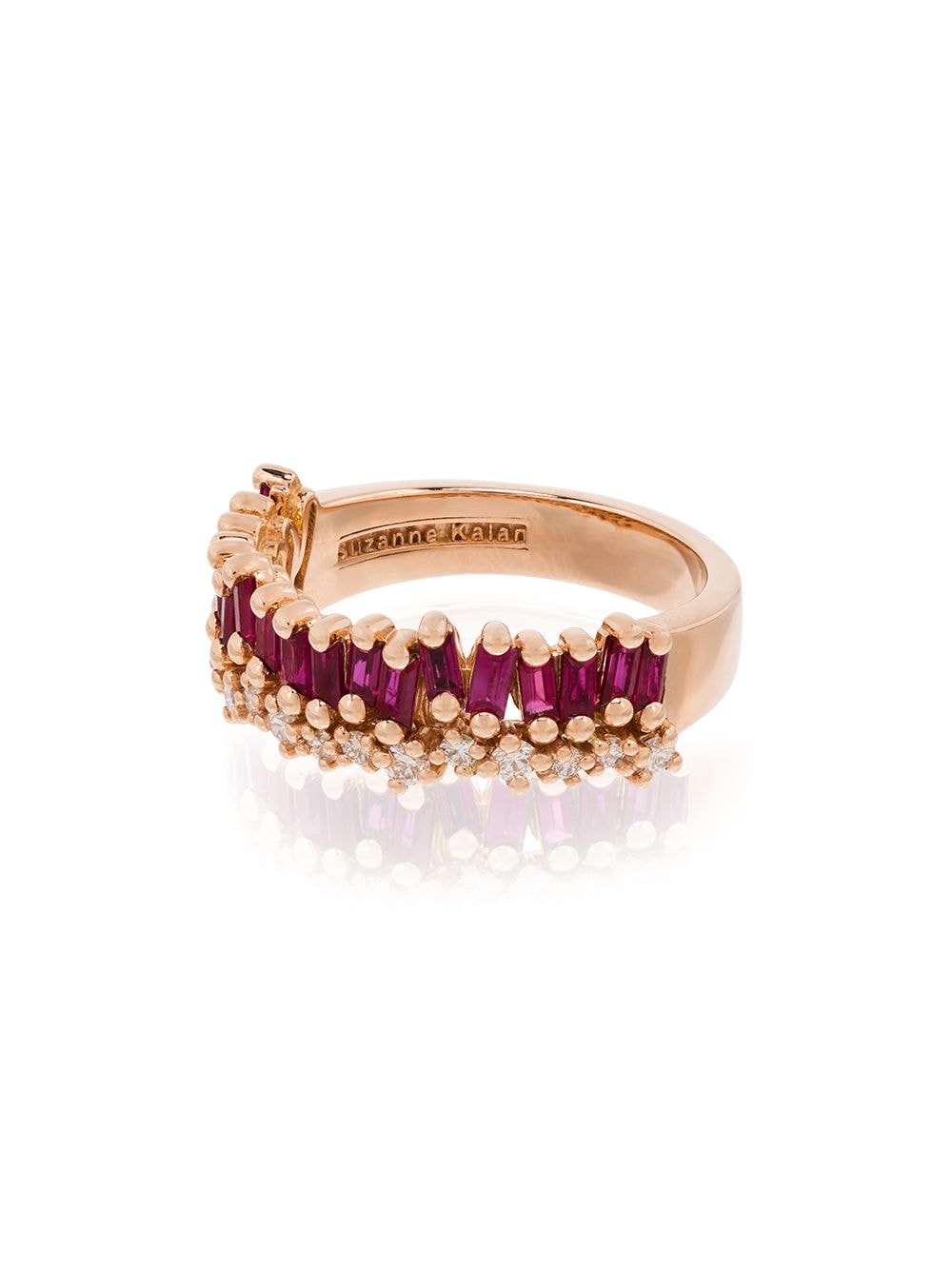 фото Suzanne kalan кольцо baguette из розового золота с рубинами и бриллиантами