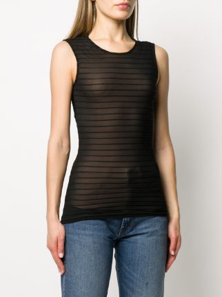 sheer striped tank top展示图