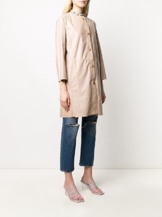 collarless button-down coat展示图