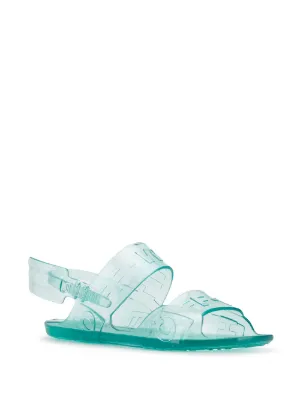 off white jelly sandals blue