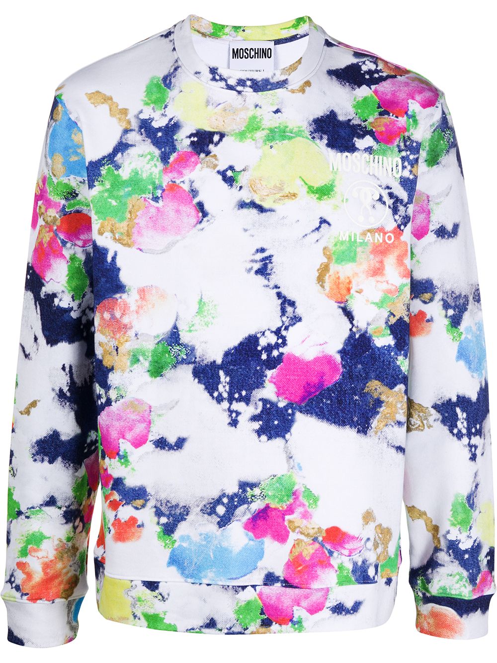 Shop Moschino Colour Splatter Print Sweatshirt In White