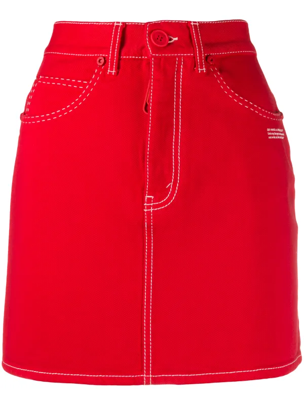 Off-White Denim Miniskirt in Red