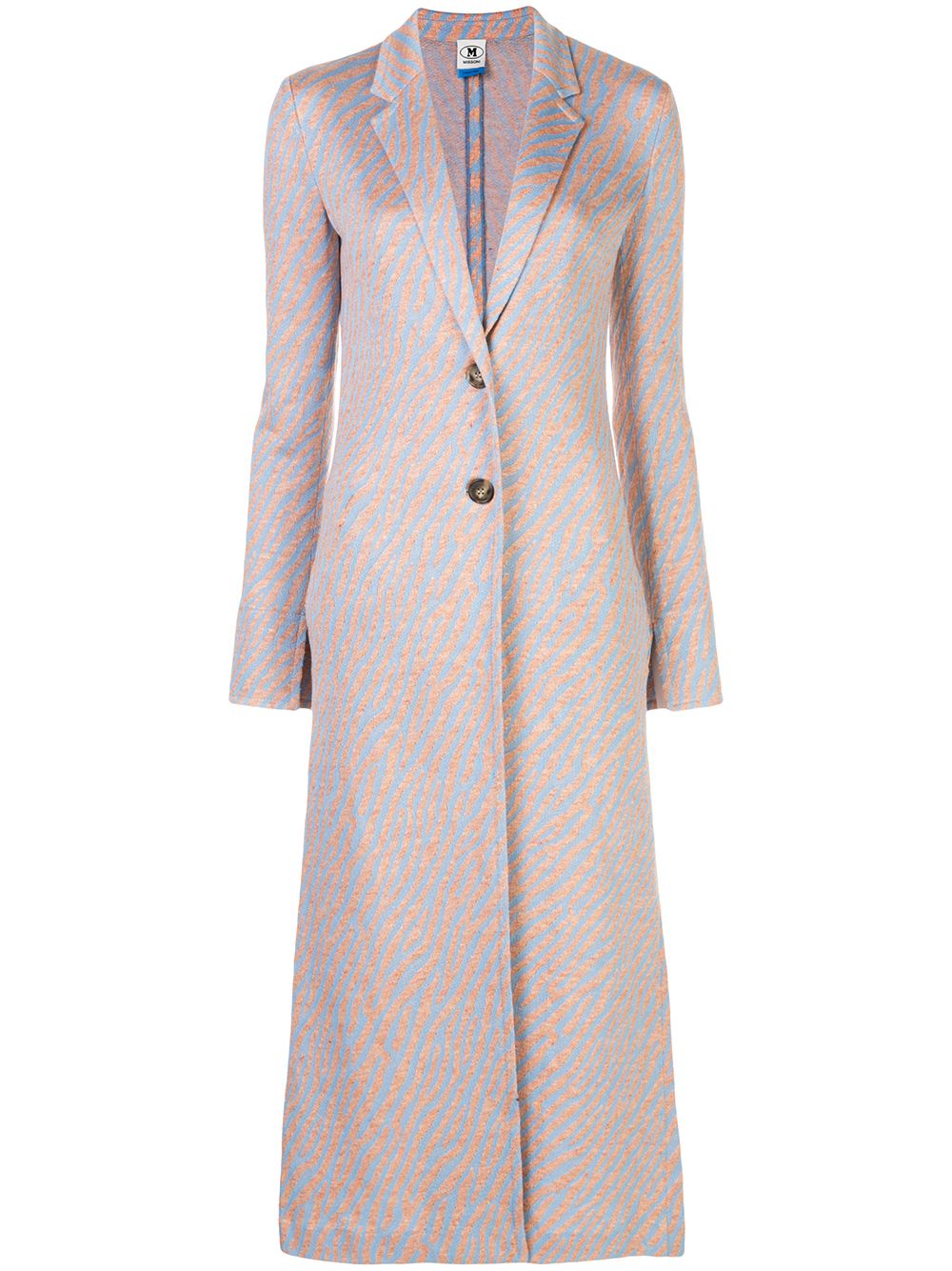 Shop M Missoni Tiger Print Single-breasted Coat In Blue