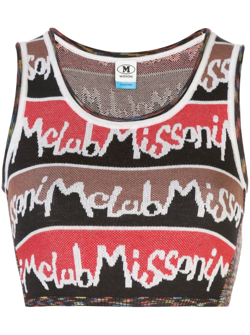 Shop M Missoni Logo Cropped Vest In Black