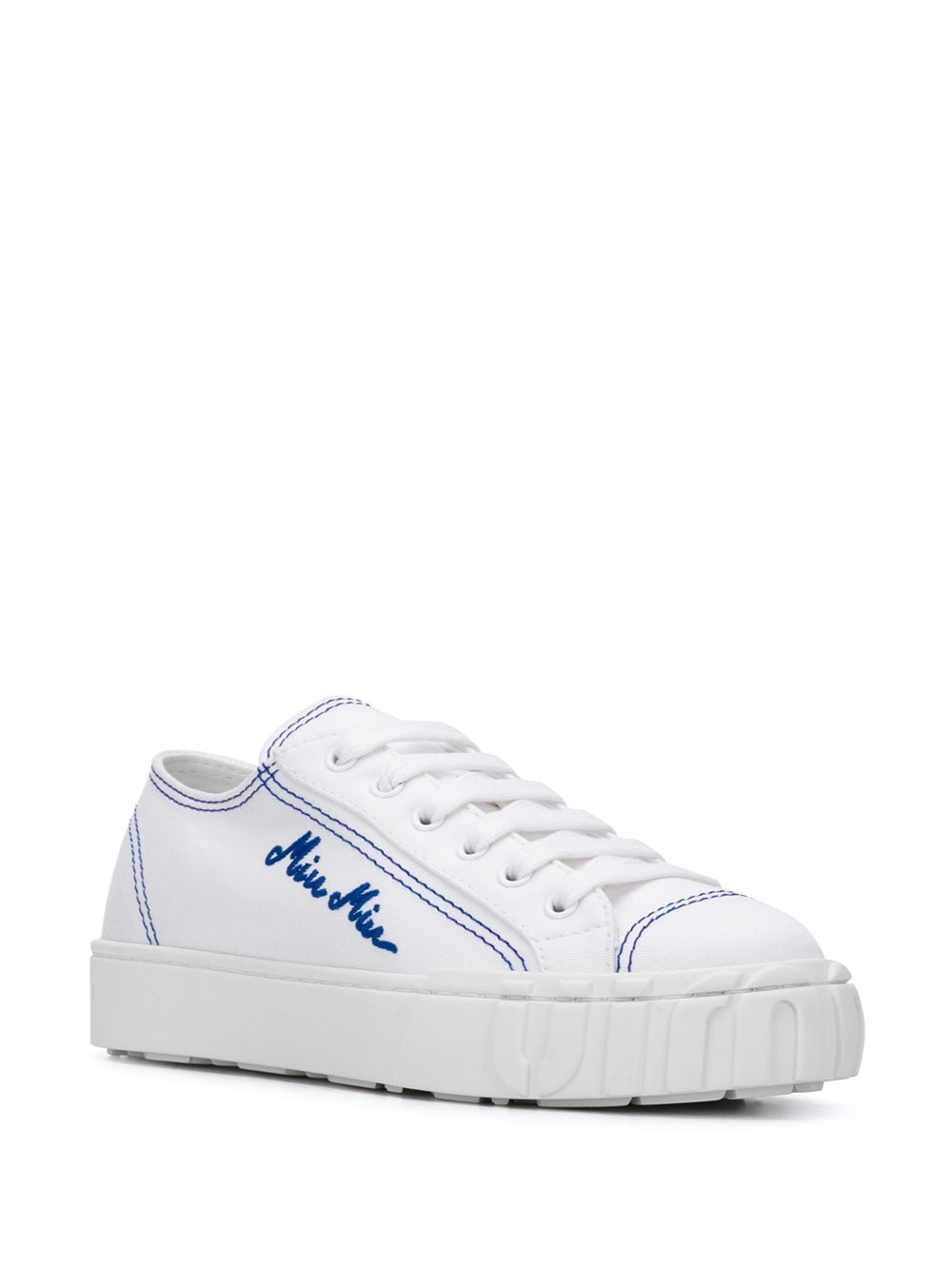 Miu Miu Embroidered Logo Sneakers - Farfetch