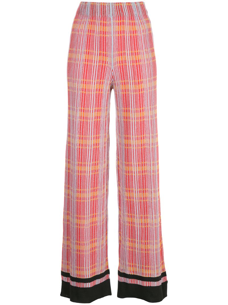 M Missoni Checked Wide-leg Trousers In Red