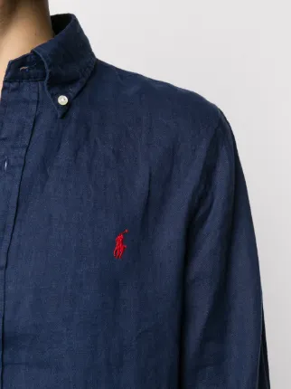 embroidered logo slim-fit shirt展示图