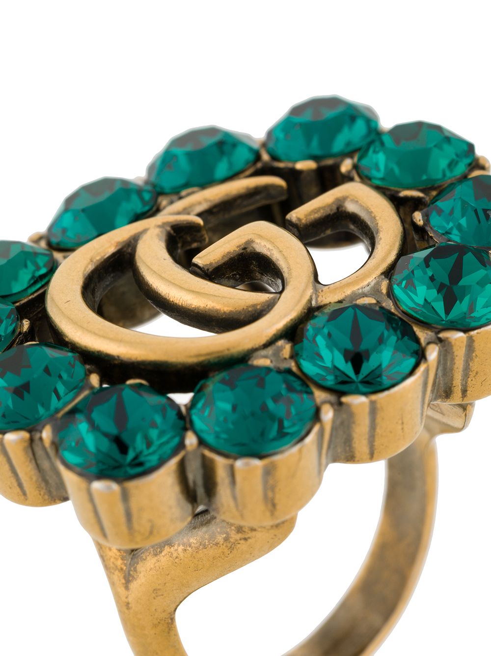 фото Gucci кольцо с кристаллами и логотипом gg
