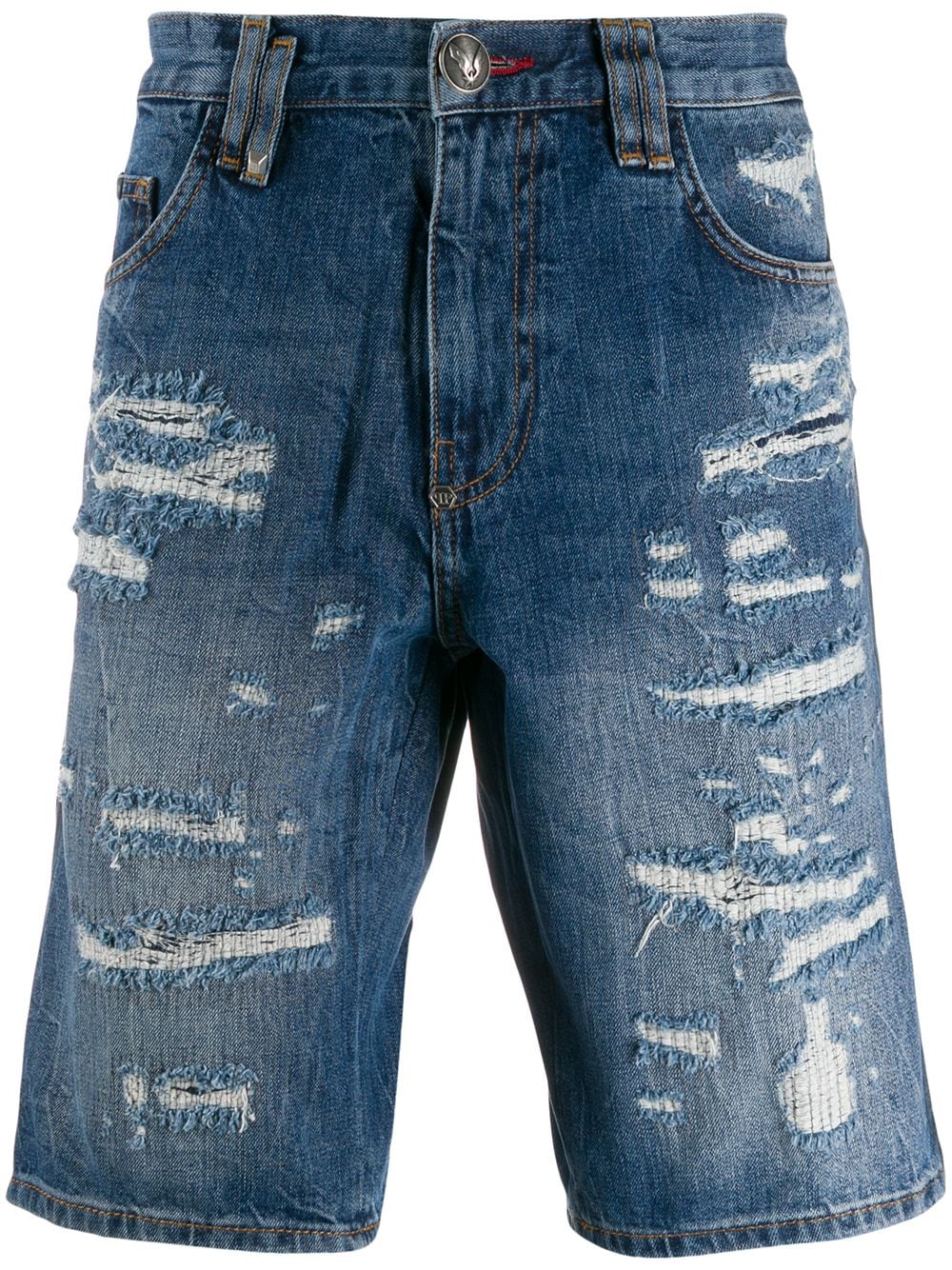 фото Philipp plein джинсовые шорты с эффектом потертости