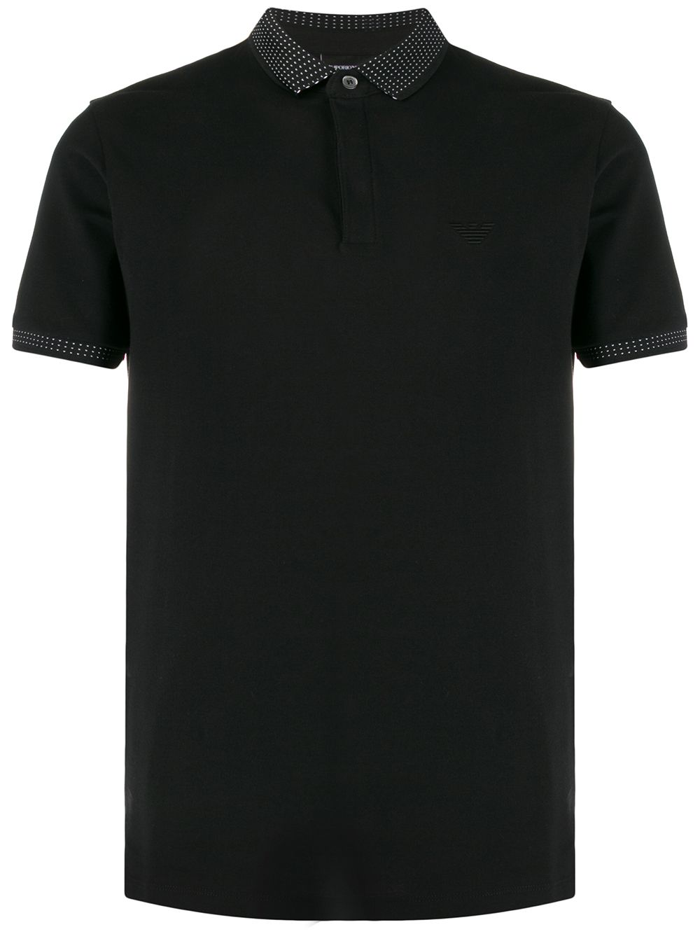 Emporio Armani Polka Dot Collar Polo Shirt In Black
