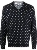 Comme Des Garçons polka-dot print V-neck sweater - Blue