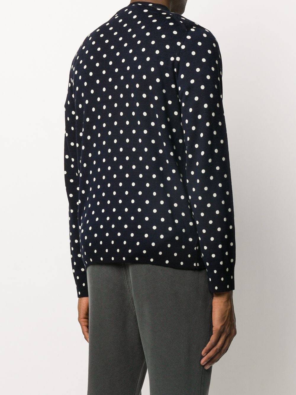 Shop Comme Des Garçons Play Polka-dot Print V-neck Sweater In Blue