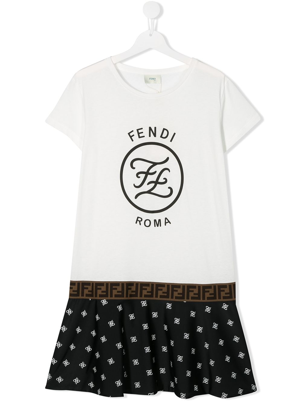 FENDI TEEN LOGO PRINTED T-SHIRT DRESS