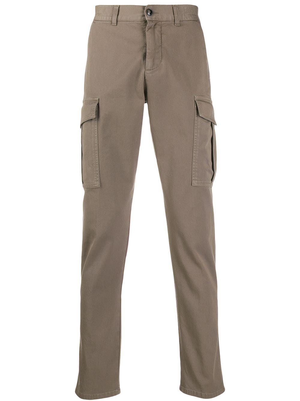 Eleventy Cargo Pocket Slim-fit Trousers In Brown