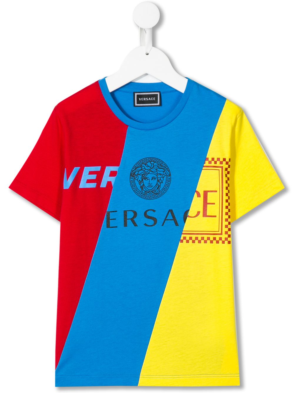 фото Young versace футболка в технике пэчворк с логотипом