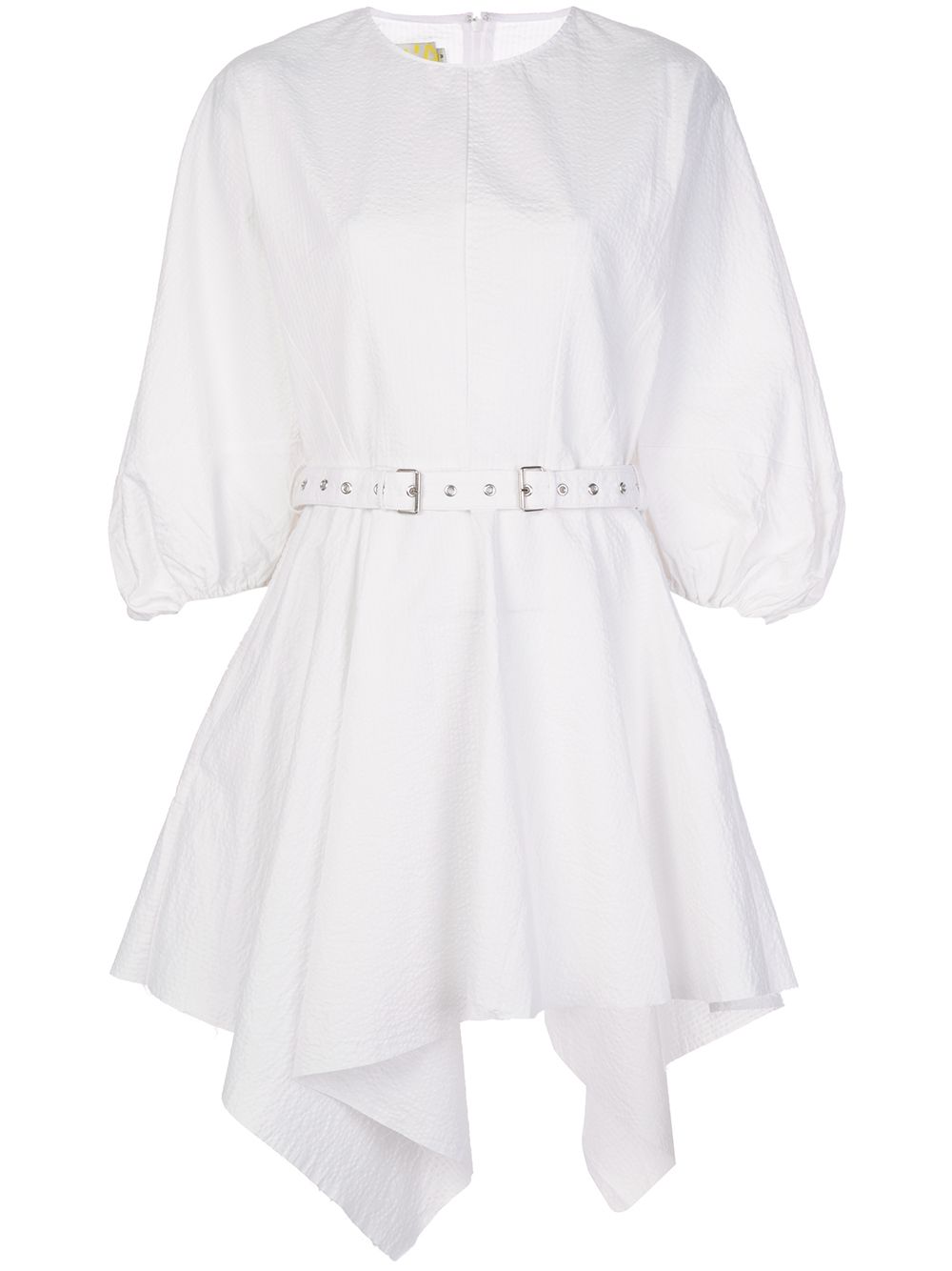 Shop Marques' Almeida Belted Asymmetric Hem Balloon Dress In White